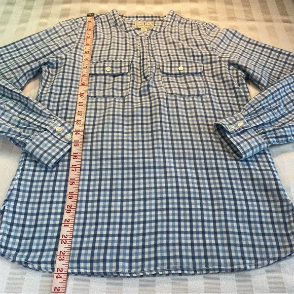 Lucky Brand Handcrafted Blues & White Plaid Blouse Top Pullover Sz Small - Picture 4 of 16